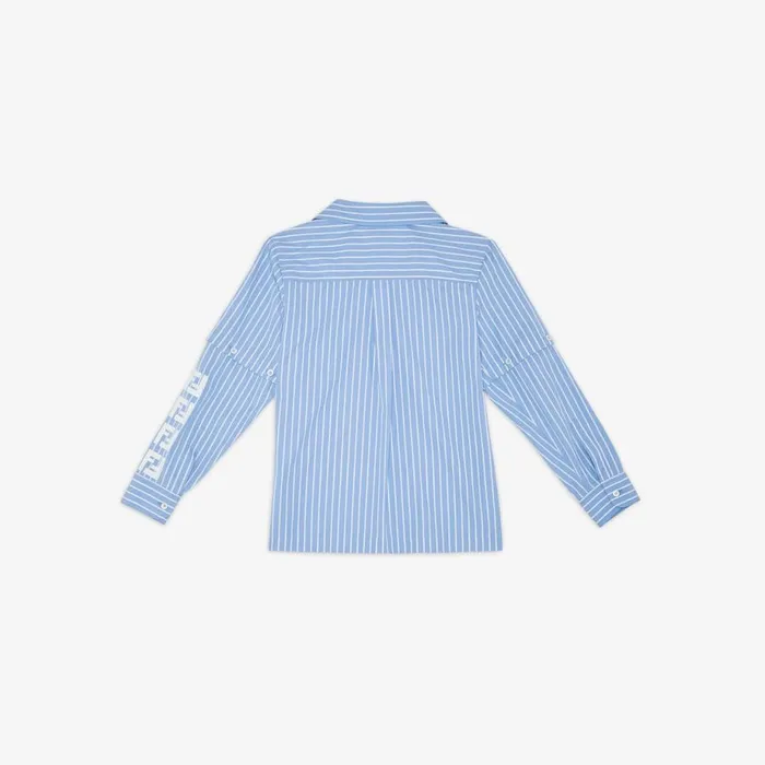 Kids Striped Poplin Shirt With Ff Logo Multicolour Fendi Ready To Wear