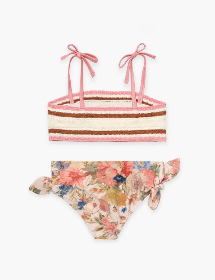 Kids Swimwear Zimmermann August Knit Bandeau Bikini Cream Floral