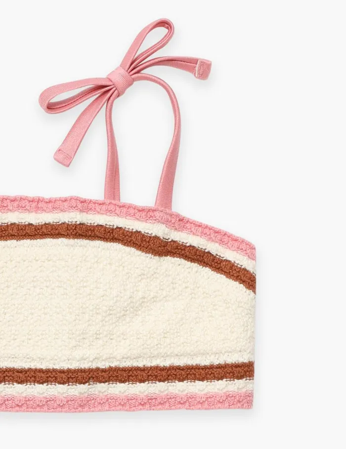 Kids Swimwear Zimmermann August Knit Bandeau Bikini Cream Floral