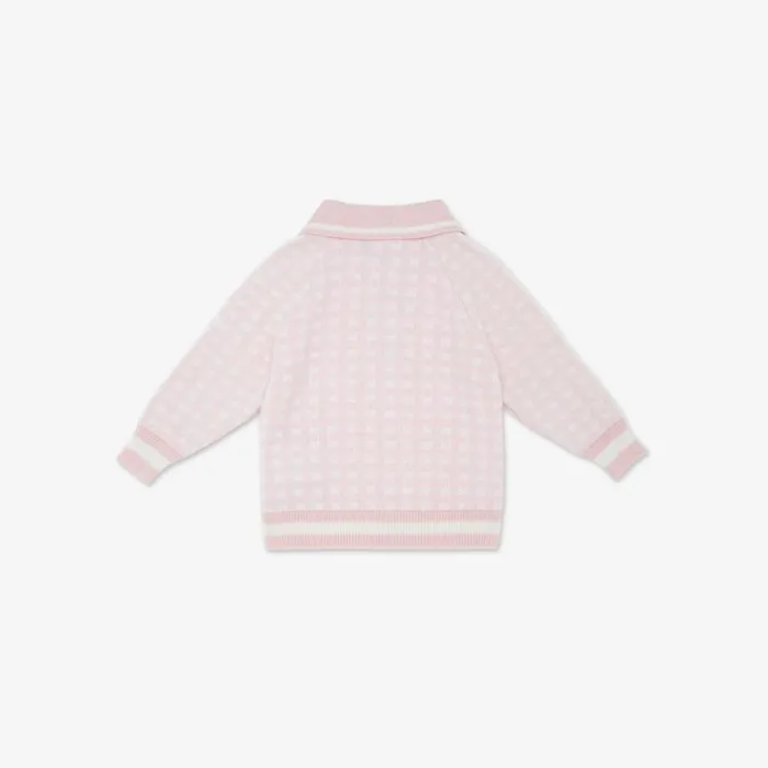 Kids White And Pink Cotton And Cashmere Knitted Pullover Multicolour Fendi Baby Boy