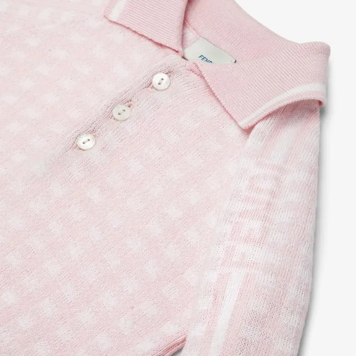 Kids White And Pink Cotton And Cashmere Knitted Pullover Multicolour Fendi Baby Boy