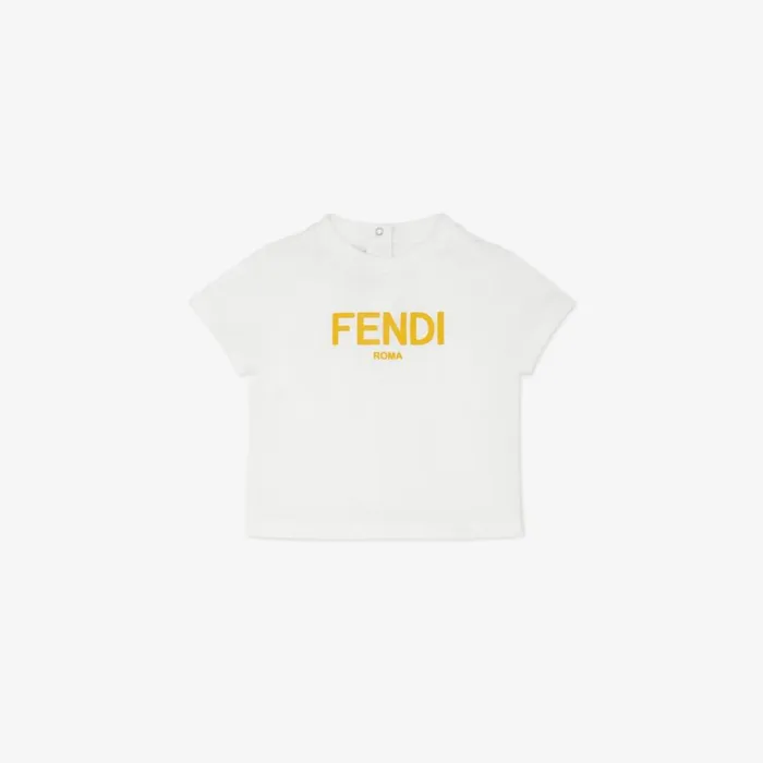 Kids White Jersey Fendi Roma TShirt White Fendi Baby Boy