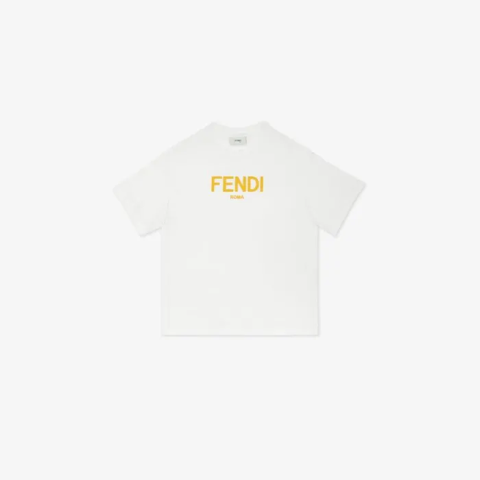 Kids White Jersey Fendi Roma TShirt White Fendi Ready To Wear
