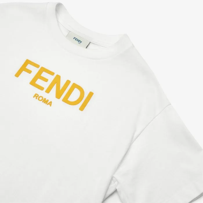Kids White Jersey Fendi Roma TShirt White Fendi Ready To Wear