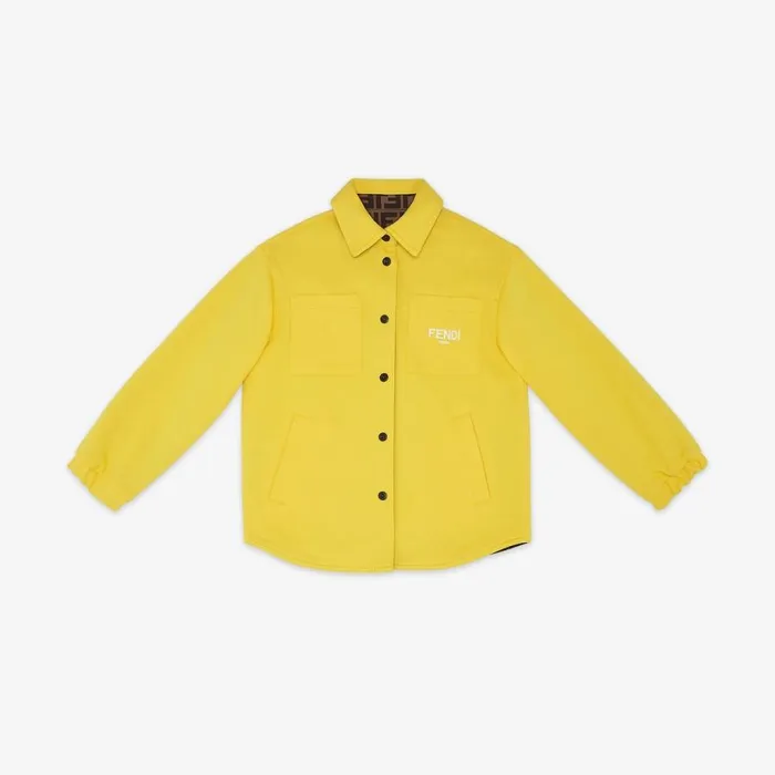 Kids Yellow Fleece And Ff Nylon Reversible Shirt Jacket Yellow Fendi Ready To Wear
