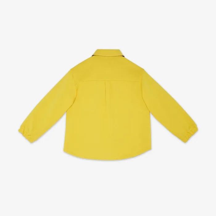 Kids Yellow Fleece And Ff Nylon Reversible Shirt Jacket Yellow Fendi Ready To Wear