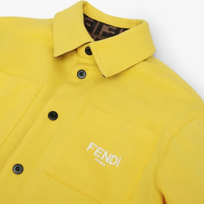 Kids Yellow Fleece And Ff Nylon Reversible Shirt Jacket Yellow Fendi Ready To Wear