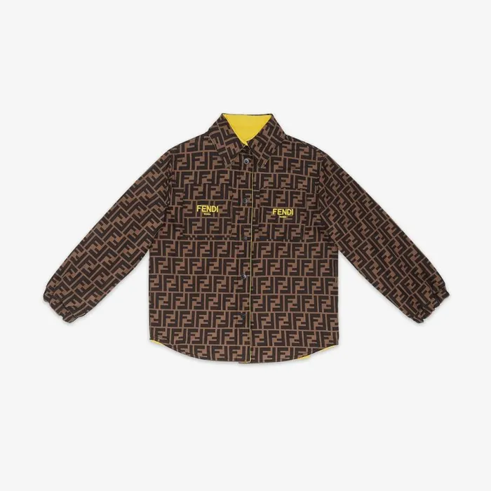 Kids Yellow Fleece And Ff Nylon Reversible Shirt Jacket Yellow Fendi Ready To Wear