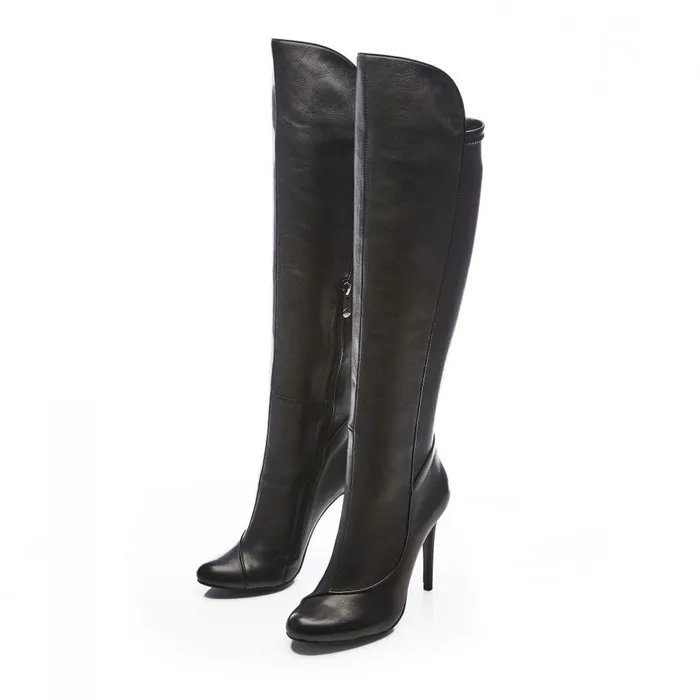 Knee High Boots Women Moda In Pelle Savi Black Leather