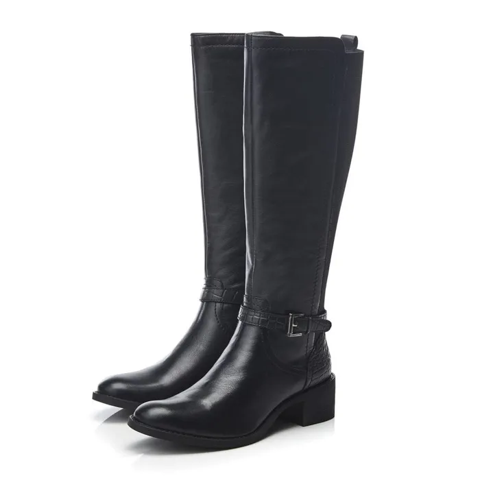 Knee High Boots Women Moda In Pelle Tadelle Black Leather
