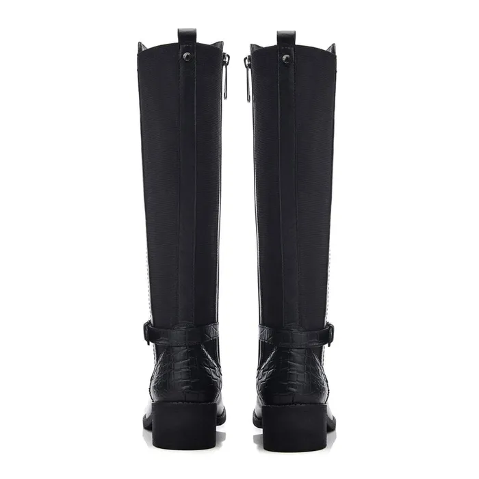 Knee High Boots Women Moda In Pelle Tadelle Black Leather
