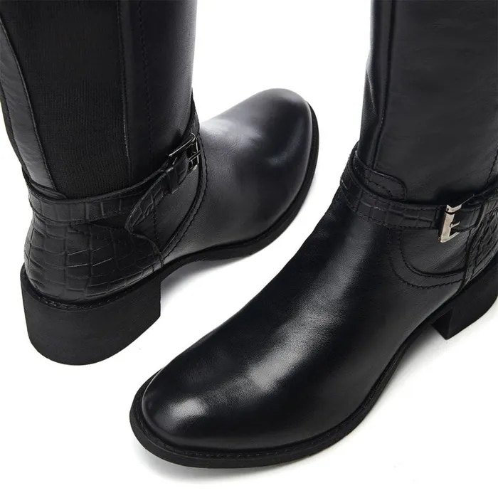 Knee High Boots Women Moda In Pelle Tadelle Black Leather