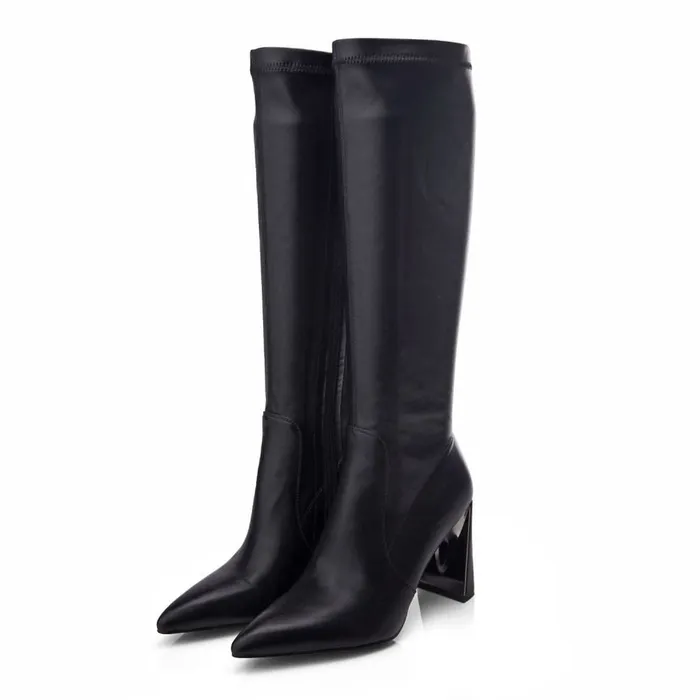 Knee High Boots Women Moda In Pelle Tamika Black Porvair Knee High Boots Women Moda In Pelle Tamika Black Porvair