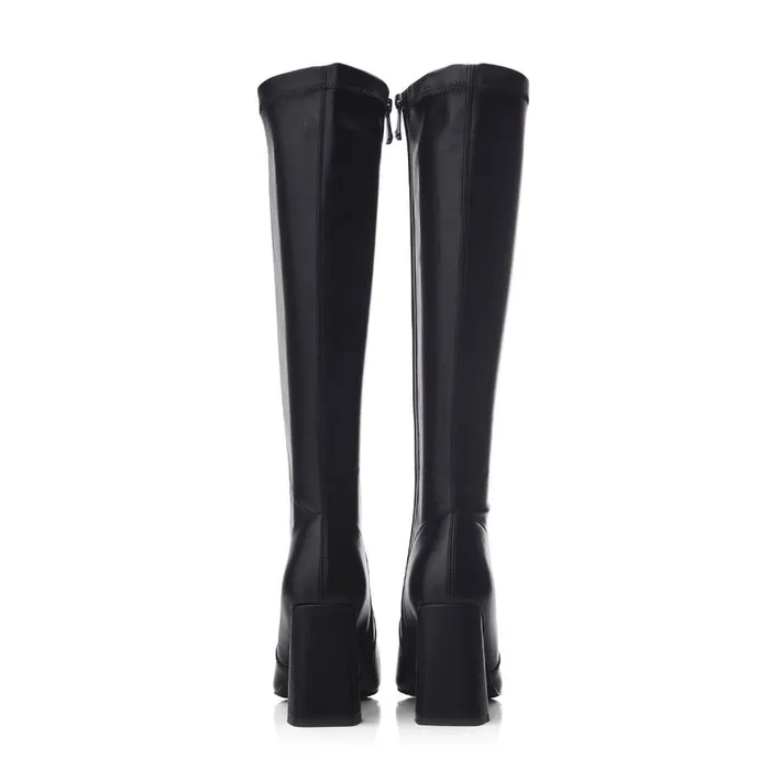 Knee High Boots Women Moda In Pelle Tamika Black Porvair Knee High Boots Women Moda In Pelle Tamika Black Porvair