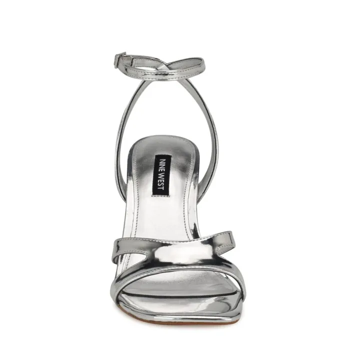 Kuane Ankle Strap Sandals Silver Women Nine West Heeled Kuane Ankle Strap Sandals Silver Women Nine West Heeled