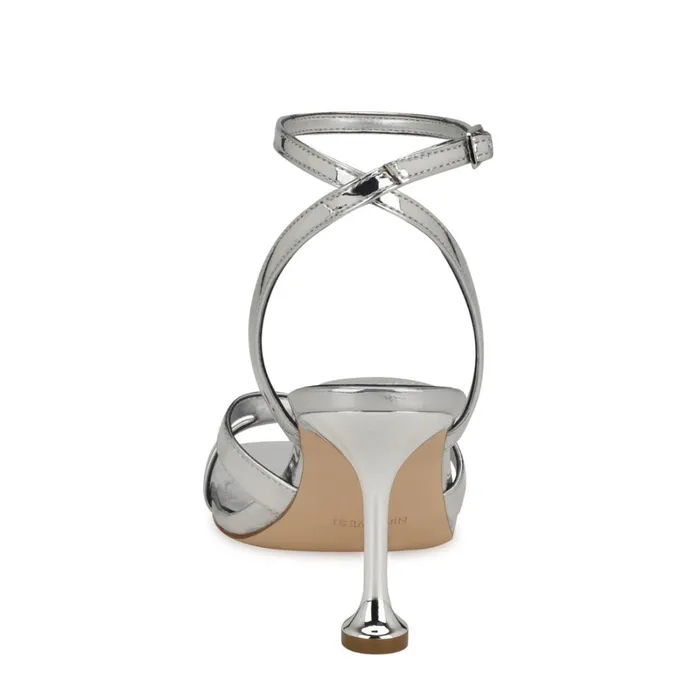 Kuane Ankle Strap Sandals Silver Women Nine West Heeled Kuane Ankle Strap Sandals Silver Women Nine West Heeled