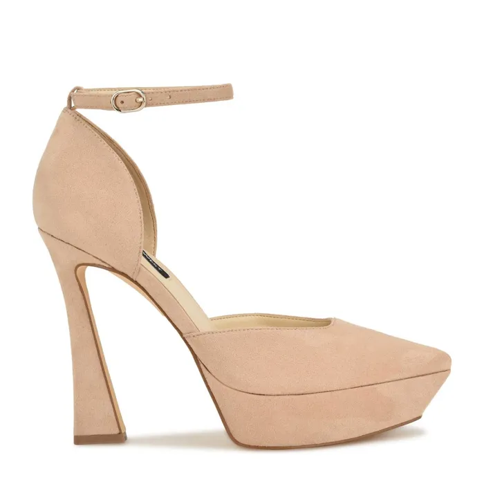 Laken Ankle Strap Heels Light Natural Women Nine West Pumps
