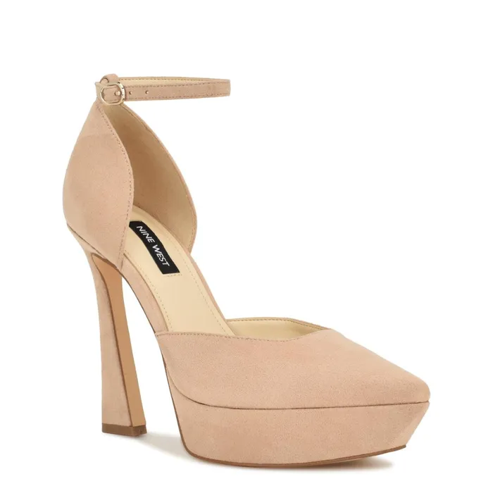 Laken Ankle Strap Heels Light Natural Women Nine West Pumps Laken Ankle Strap Heels Light Natural Women Nine West Pumps