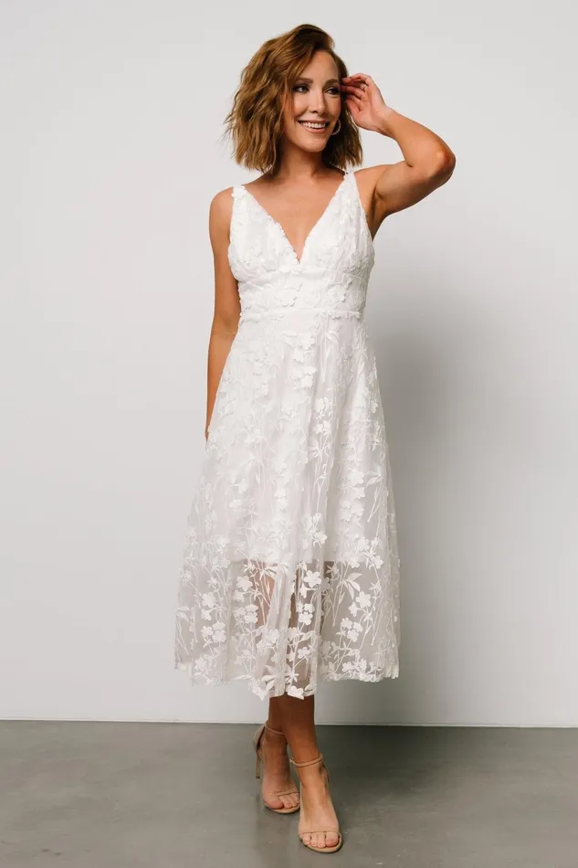 Larissa Midi Dress Off White Women Baltic Born Bridal