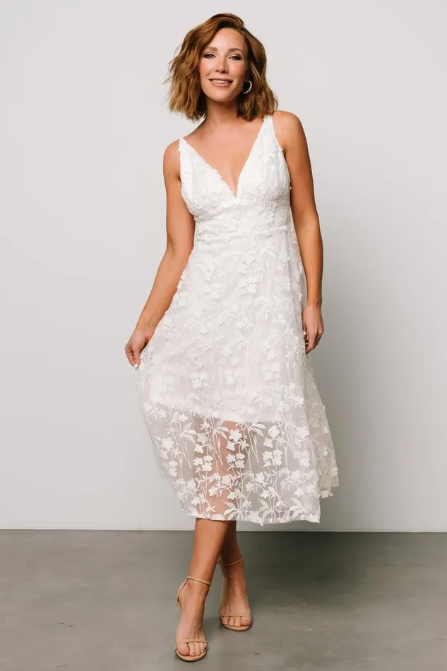Larissa Midi Dress Off White Women Baltic Born Bridal Larissa Midi Dress Off White Women Baltic Born Bridal