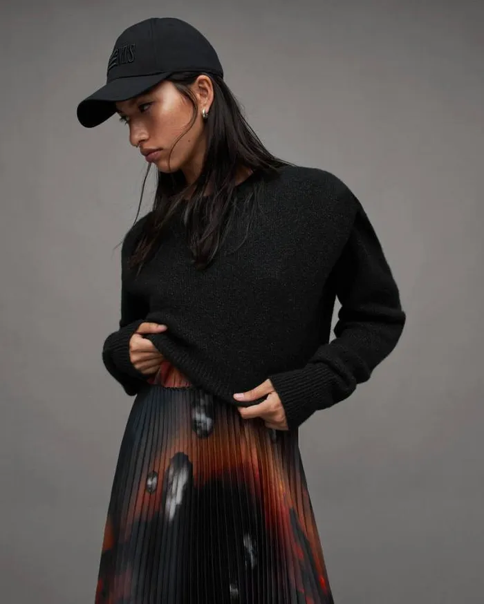Leia Moonage 2In1 Pleated Midi Dress Blackfire Red Women AllSaints Dresses