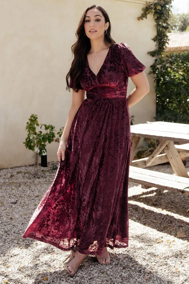 Leslie Velvet Maxi Dress Mulberry Women Baltic Born Wedding Guest