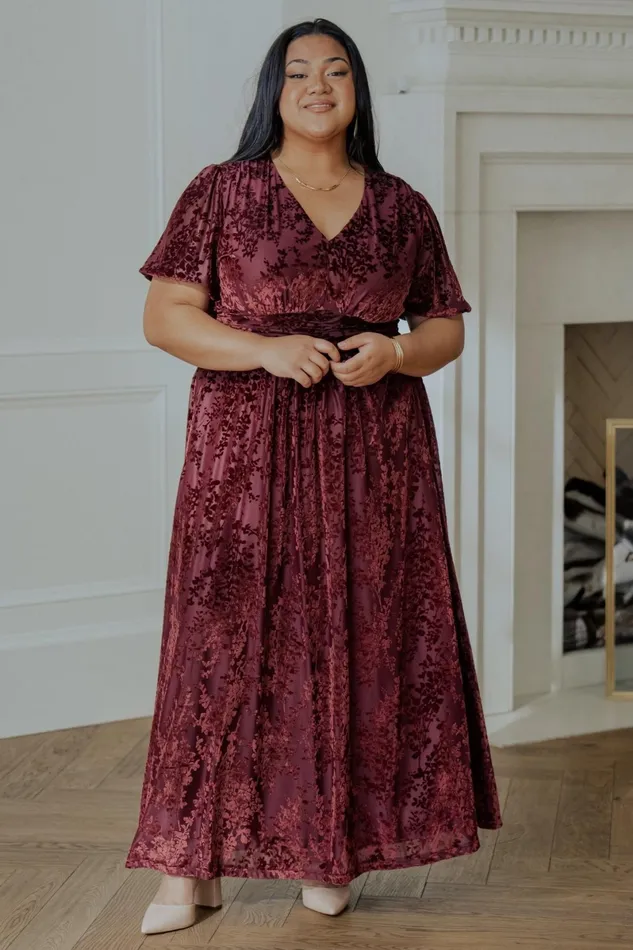 Leslie Velvet Maxi Dress Mulberry Women Baltic Born Wedding Guest