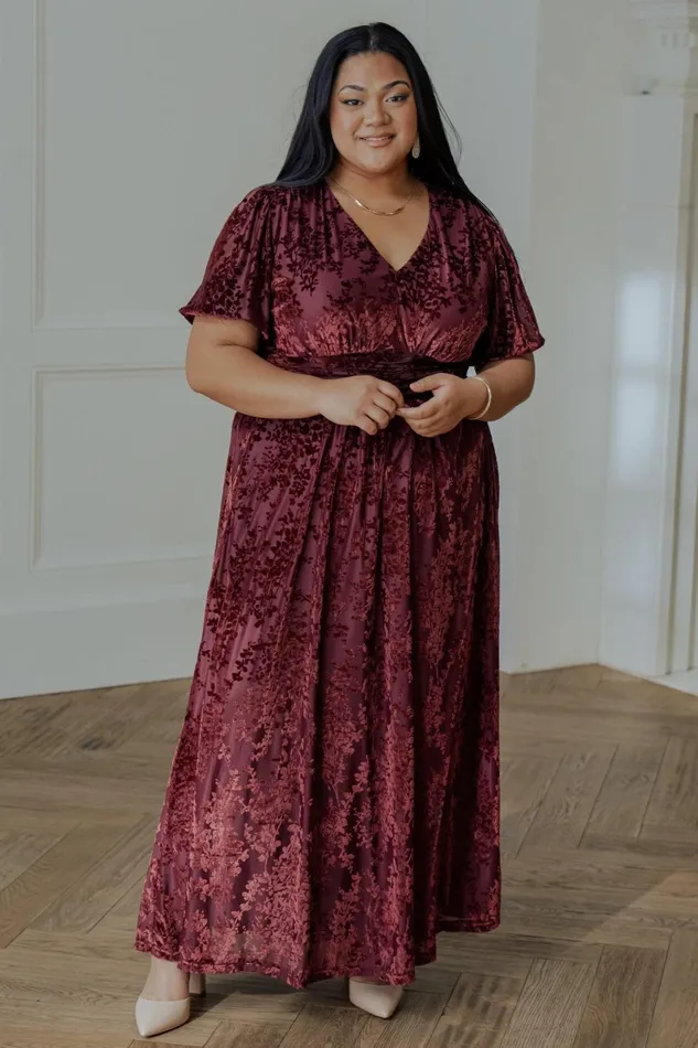 Leslie Velvet Maxi Dress Mulberry Women Baltic Born Wedding Guest