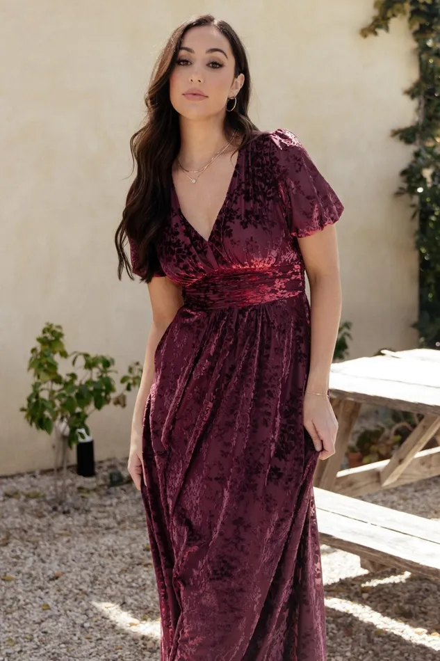 Leslie Velvet Maxi Dress Mulberry Women Baltic Born Wedding Guest