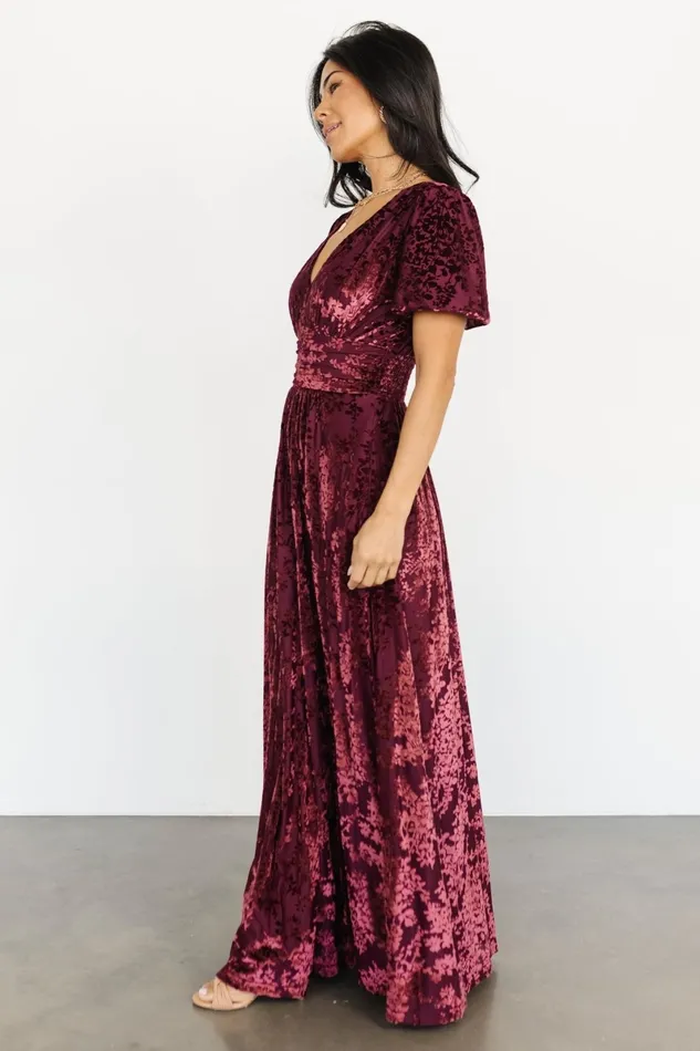 Leslie Velvet Maxi Dress Mulberry Women Baltic Born Wedding Guest