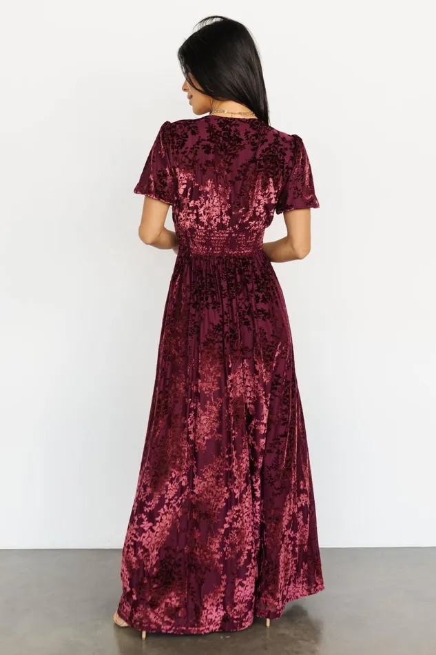 Leslie Velvet Maxi Dress Mulberry Women Baltic Born Wedding Guest