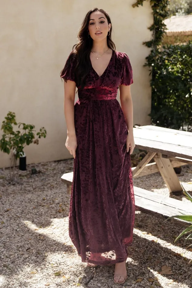 Leslie Velvet Maxi Dress Mulberry Women Baltic Born Wedding Guest