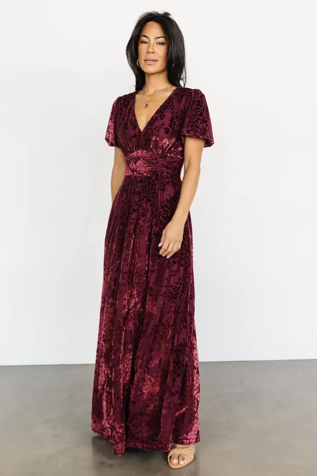 Leslie Velvet Maxi Dress Mulberry Women Baltic Born Wedding Guest
