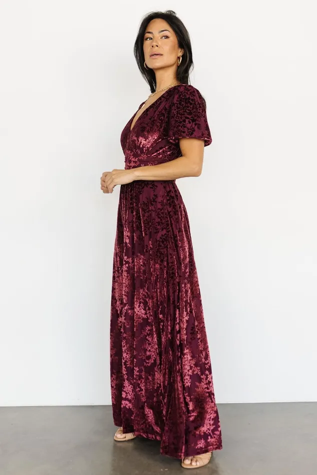 Leslie Velvet Maxi Dress Mulberry Women Baltic Born Wedding Guest