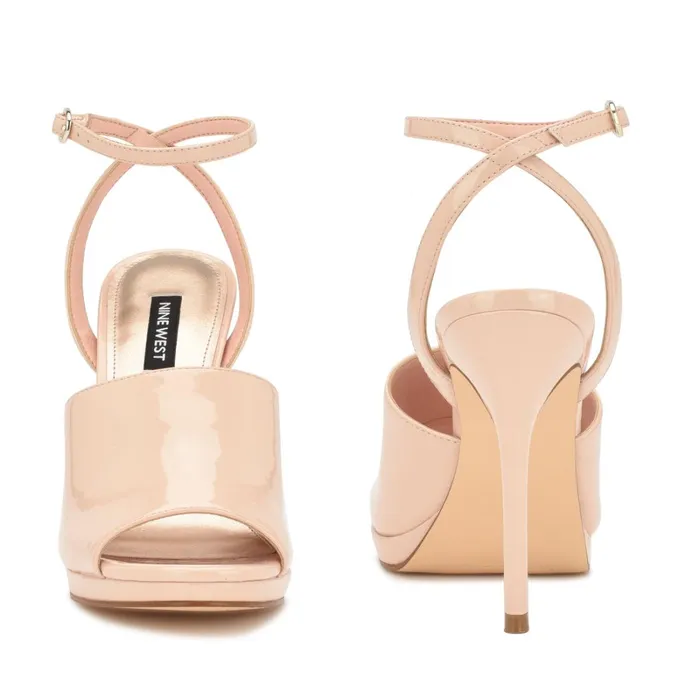 Limbery Anke Strap Sandals Light Natural Patent Women Nine West Dress