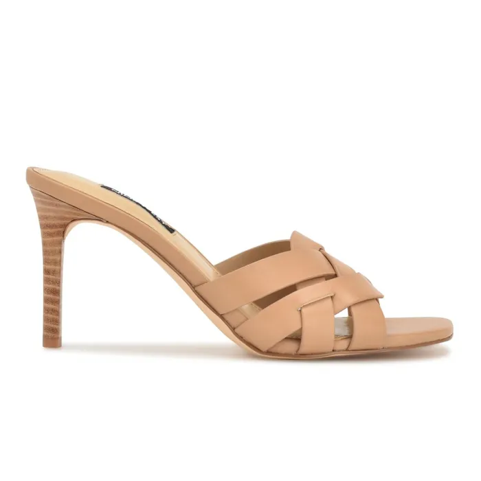 Linette Heeled Slide Sandals Natural Women Nine West Mid Heels