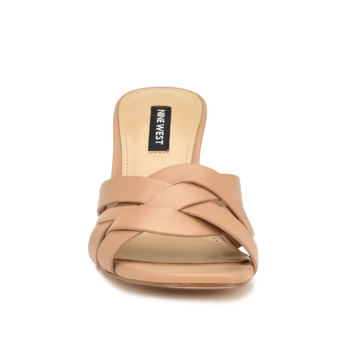 Linette Heeled Slide Sandals Natural Women Nine West Mid Heels Linette Heeled Slide Sandals Natural Women Nine West Mid Heels