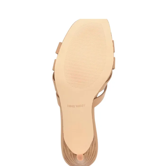 Linette Heeled Slide Sandals Natural Women Nine West Mid Heels Linette Heeled Slide Sandals Natural Women Nine West Mid Heels