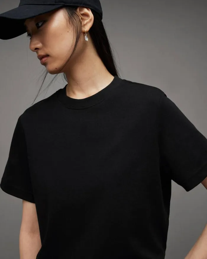 Lisa Crew Neck Short Sleeve TShirt Black Women AllSaints TShirts