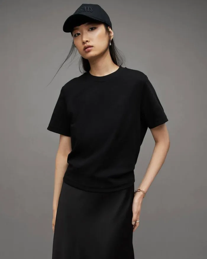 Lisa Crew Neck Short Sleeve TShirt Black Women AllSaints TShirts