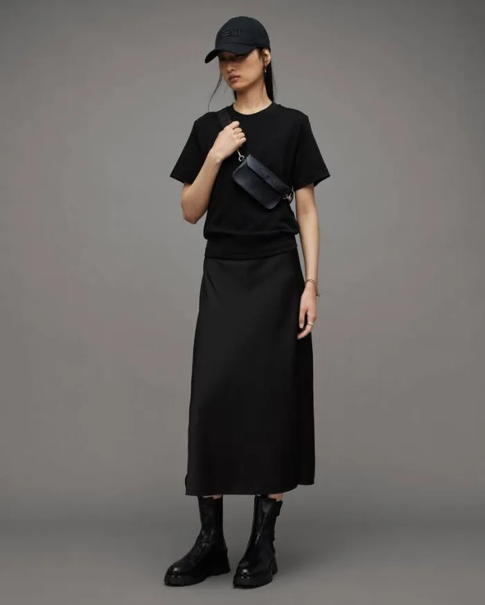 Lisa Crew Neck Short Sleeve TShirt Black Women AllSaints TShirts