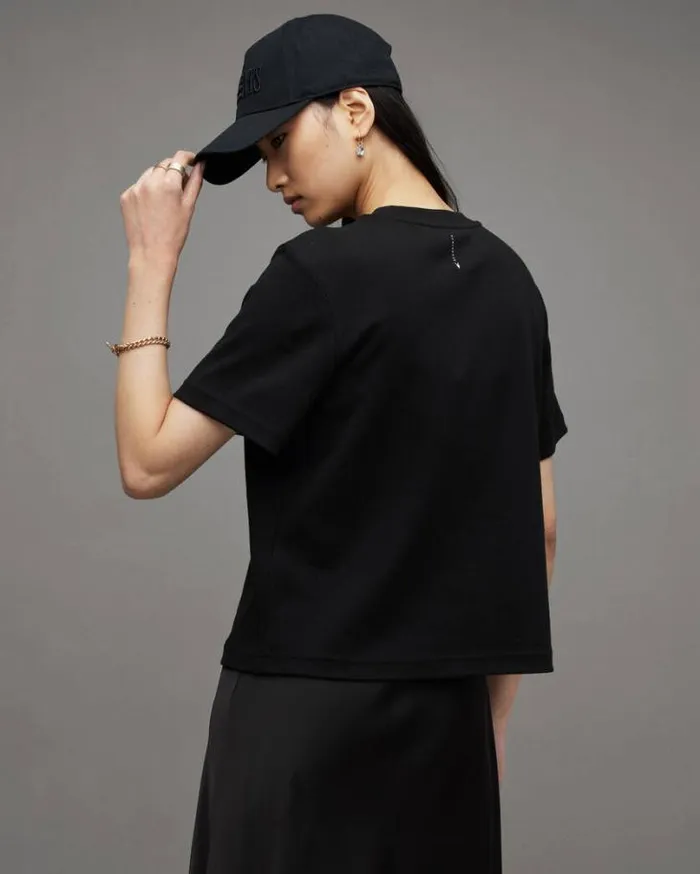 Lisa Crew Neck Short Sleeve TShirt Black Women AllSaints TShirts