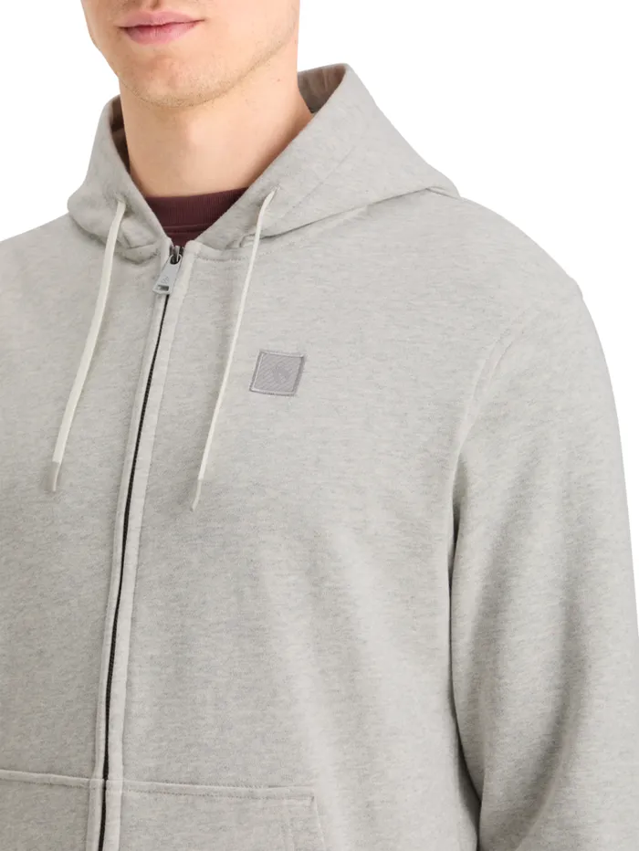 LOGO BADGE ZIPTHROUGH HOODIE Grey Melange Men Scotch and Soda Sweatshirts and Hoodies LOGO BADGE ZIPTHROUGH HOODIE Grey Melange Men Scotch and Soda Sweatshirts and Hoodies