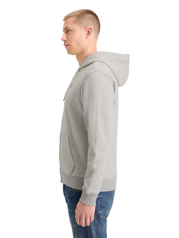 LOGO BADGE ZIPTHROUGH HOODIE Grey Melange Men Scotch and Soda Sweatshirts and Hoodies LOGO BADGE ZIPTHROUGH HOODIE Grey Melange Men Scotch and Soda Sweatshirts and Hoodies