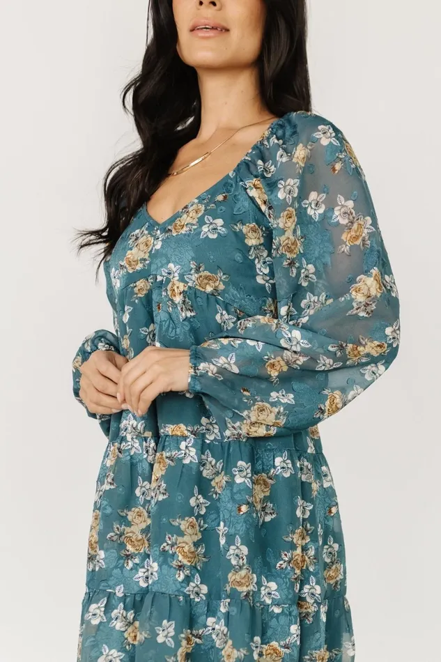 Lombard Tiered Dress Blue Gold Women Baltic Born Short Dresses Lombard Tiered Dress Blue Gold Women Baltic Born Short Dresses