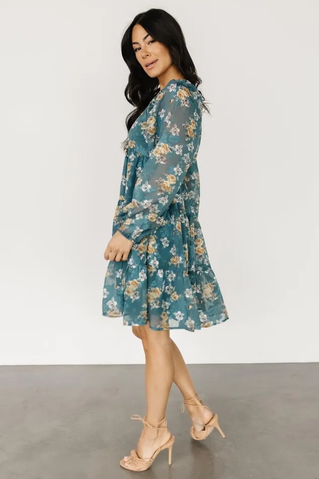 Lombard Tiered Dress Blue Gold Women Baltic Born Short Dresses Lombard Tiered Dress Blue Gold Women Baltic Born Short Dresses