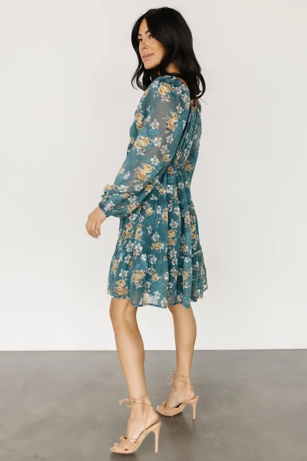 Lombard Tiered Dress Blue Gold Women Baltic Born Short Dresses Lombard Tiered Dress Blue Gold Women Baltic Born Short Dresses