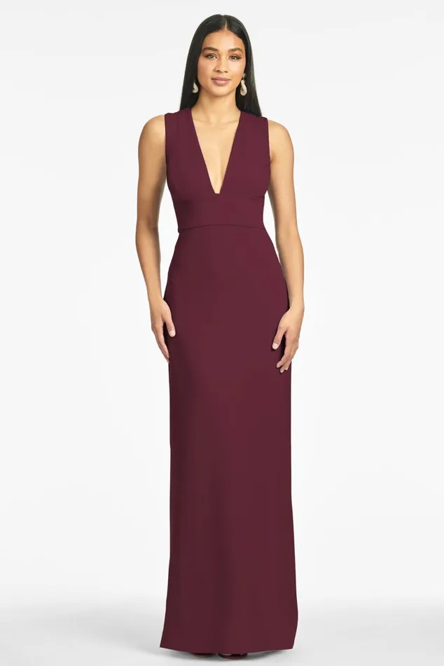 Loretta 4Way Stretch Crepe Gown 8211 Deep Wine Women Sachin and Babi Formal
