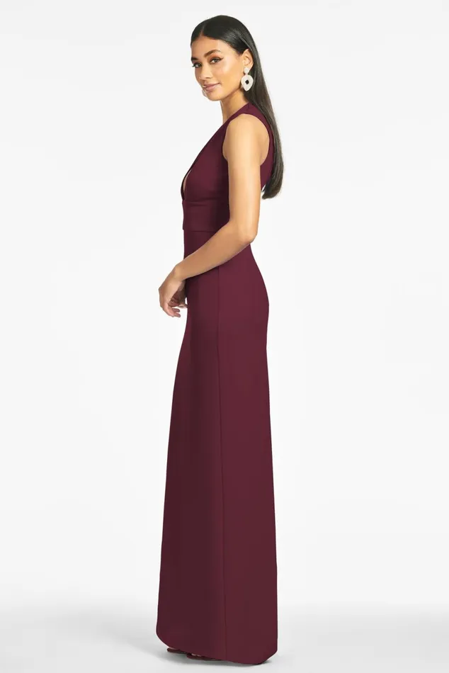 Loretta 4Way Stretch Crepe Gown 8211 Deep Wine Women Sachin and Babi Formal