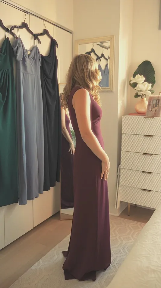 Loretta 4Way Stretch Crepe Gown 8211 Deep Wine Women Sachin and Babi Formal